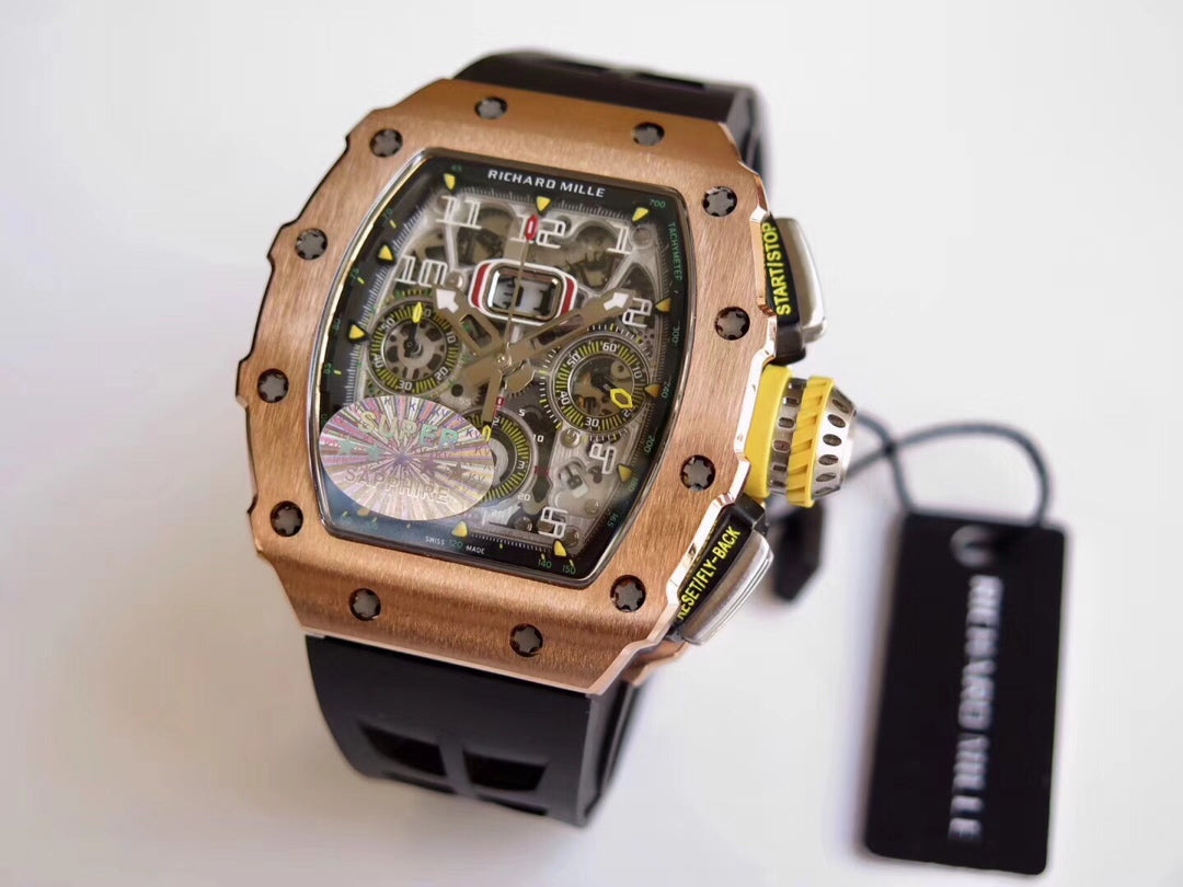 Richard Mille RM11-03 Oro rosa 1:1 Best Edition KV KU+ Factory Correa negra