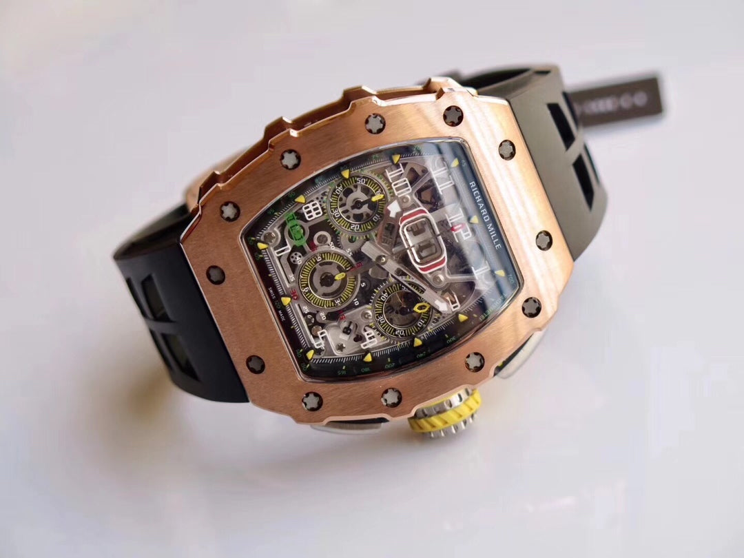 Richard Mille RM11-03 Oro rosa 1:1 Best Edition KV KU+ Factory Correa negra