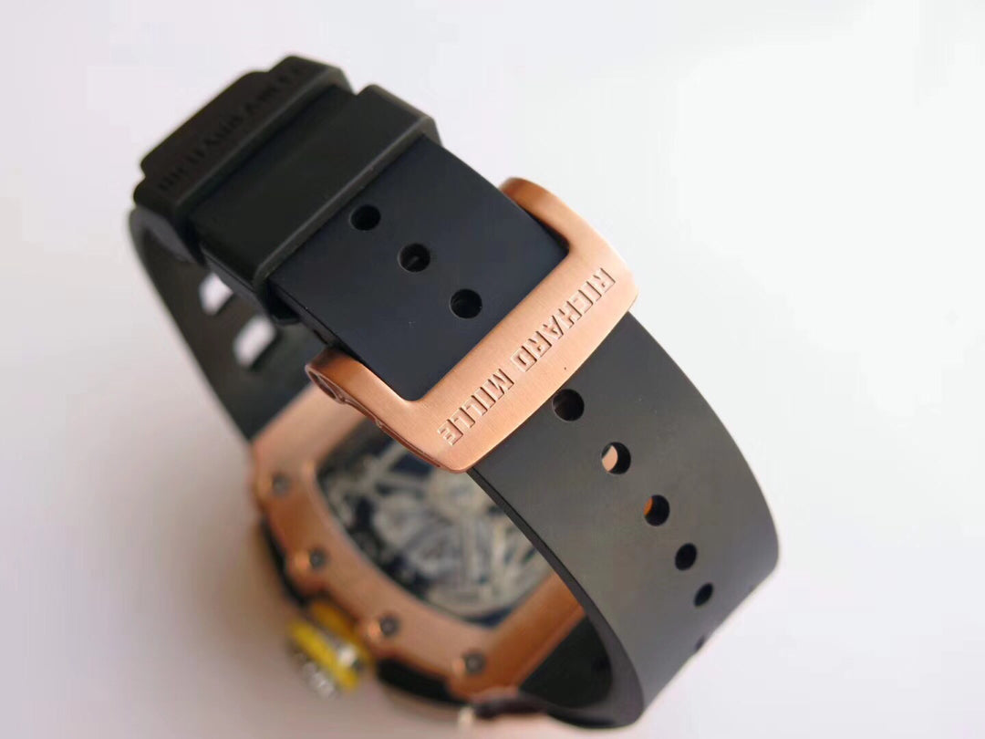 Richard Mille RM11-03 Oro rosa 1:1 Best Edition KV KU+ Factory Correa negra