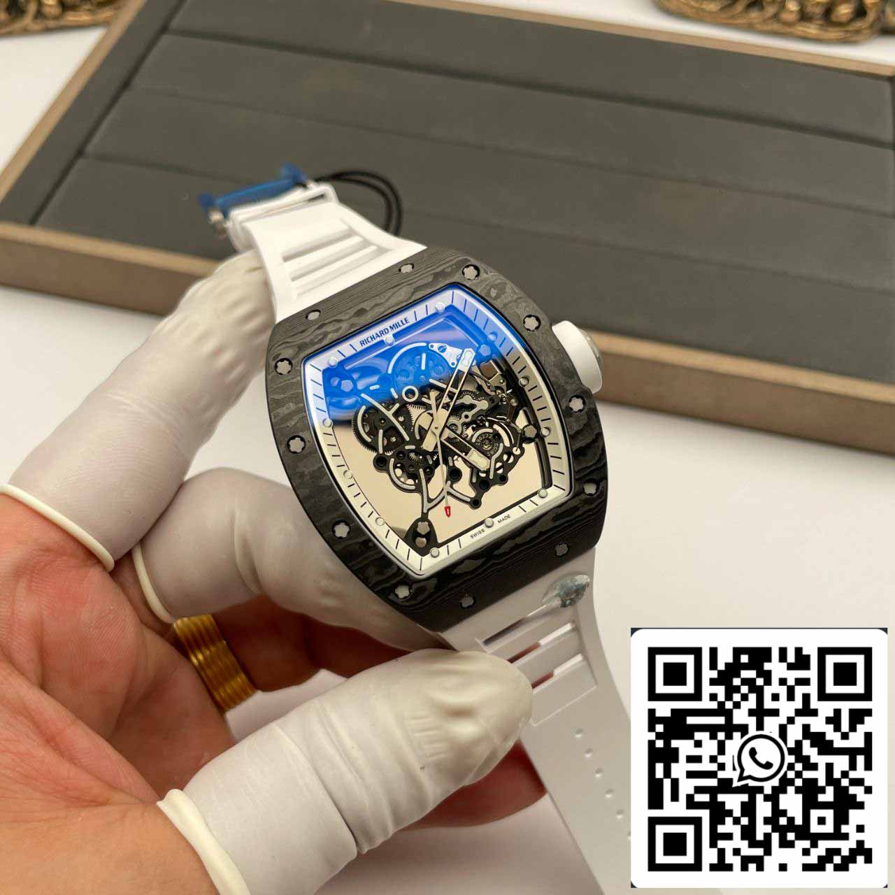 RICHARD MILLE RM055 ZF 2024 1:1 Best Edition Carbon Fiber Case Black Strap