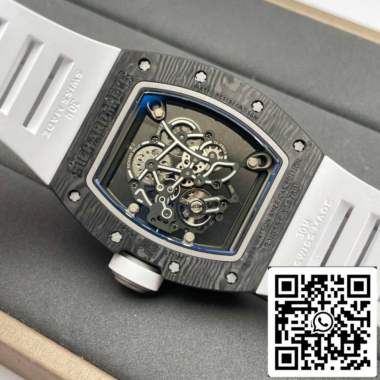 RICHARD MILLE RM055 ZF 2024 1:1 Best Edition Carbon Fiber Case Black Strap