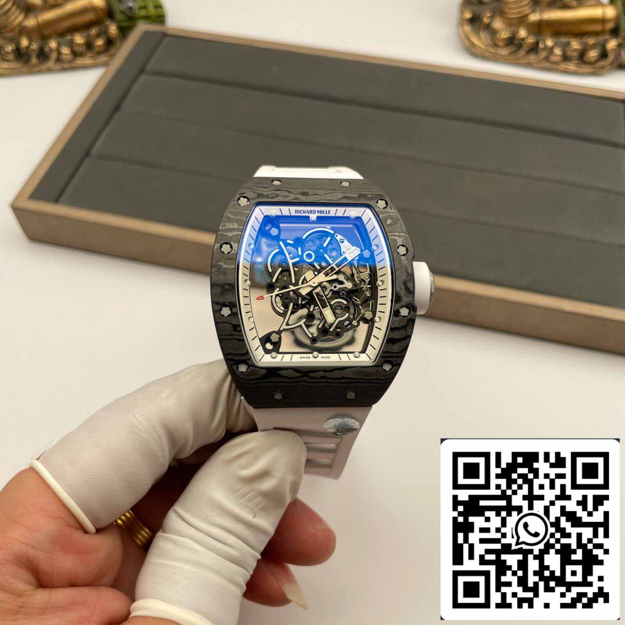 RICHARD MILLE RM055 ZF 2024 1:1 Best Edition Carbon Fiber Case Black Strap