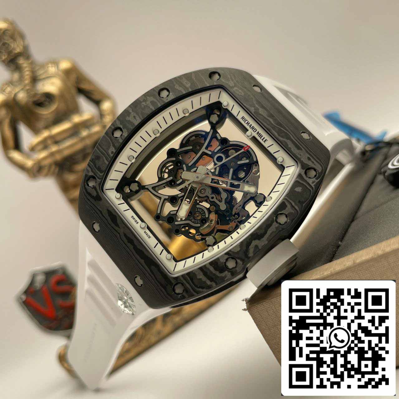 RICHARD MILLE RM055 ZF 2024 1:1 Best Edition Carbon Fiber Case Black Strap