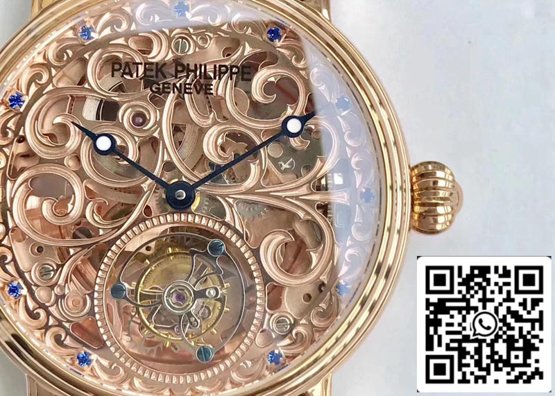 Patek Philippe Tourbillon Zafiro 1:1 Mejor Edición Oro Rosa Tourbillon Suizo