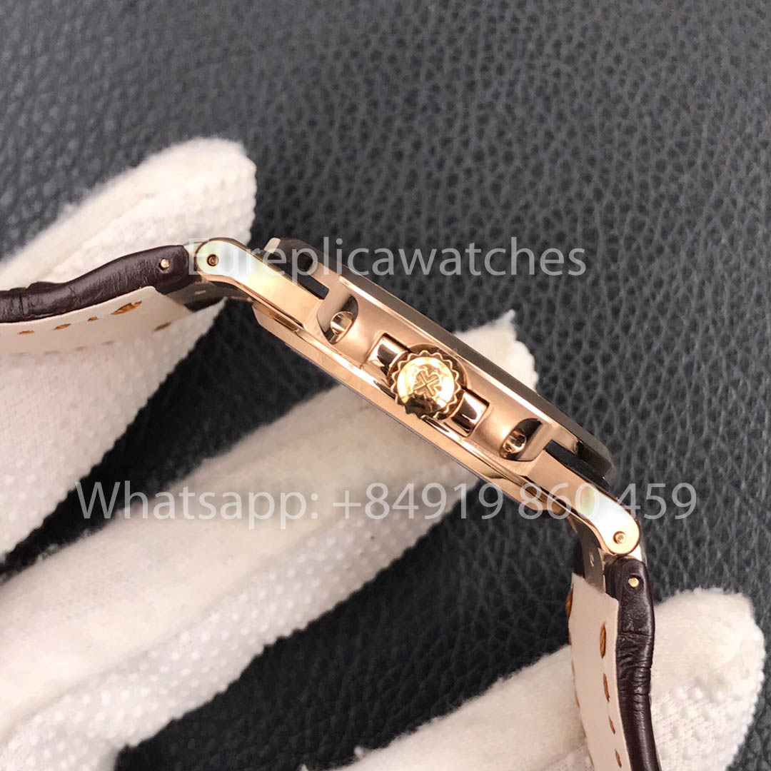 Patek Philippe Nautilus 5711R-001 Rose Gold 1:1 Best Clone 3K Factory Newest Version Leather Strap