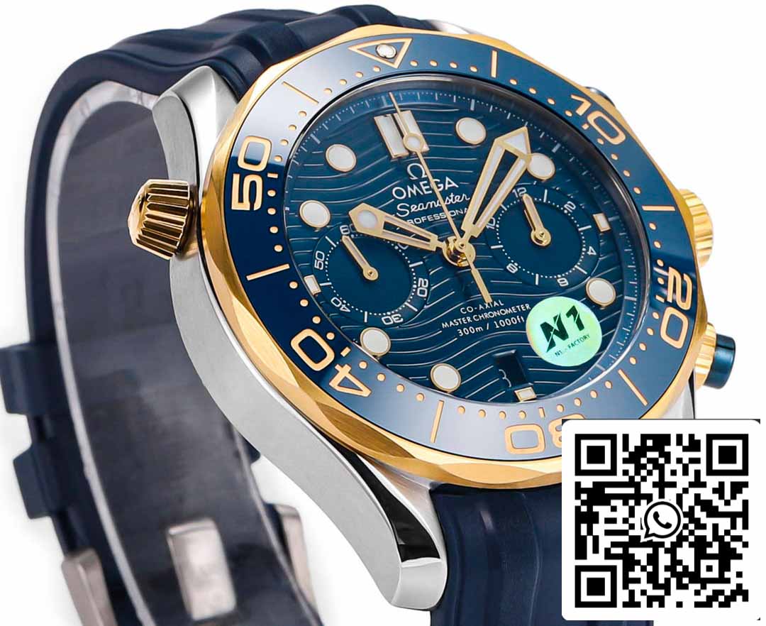 Correa de caucho de fábrica N1 para Omega Seamaster 210.20.44.51.03.001 Diver 300m 1:1 Best Edition