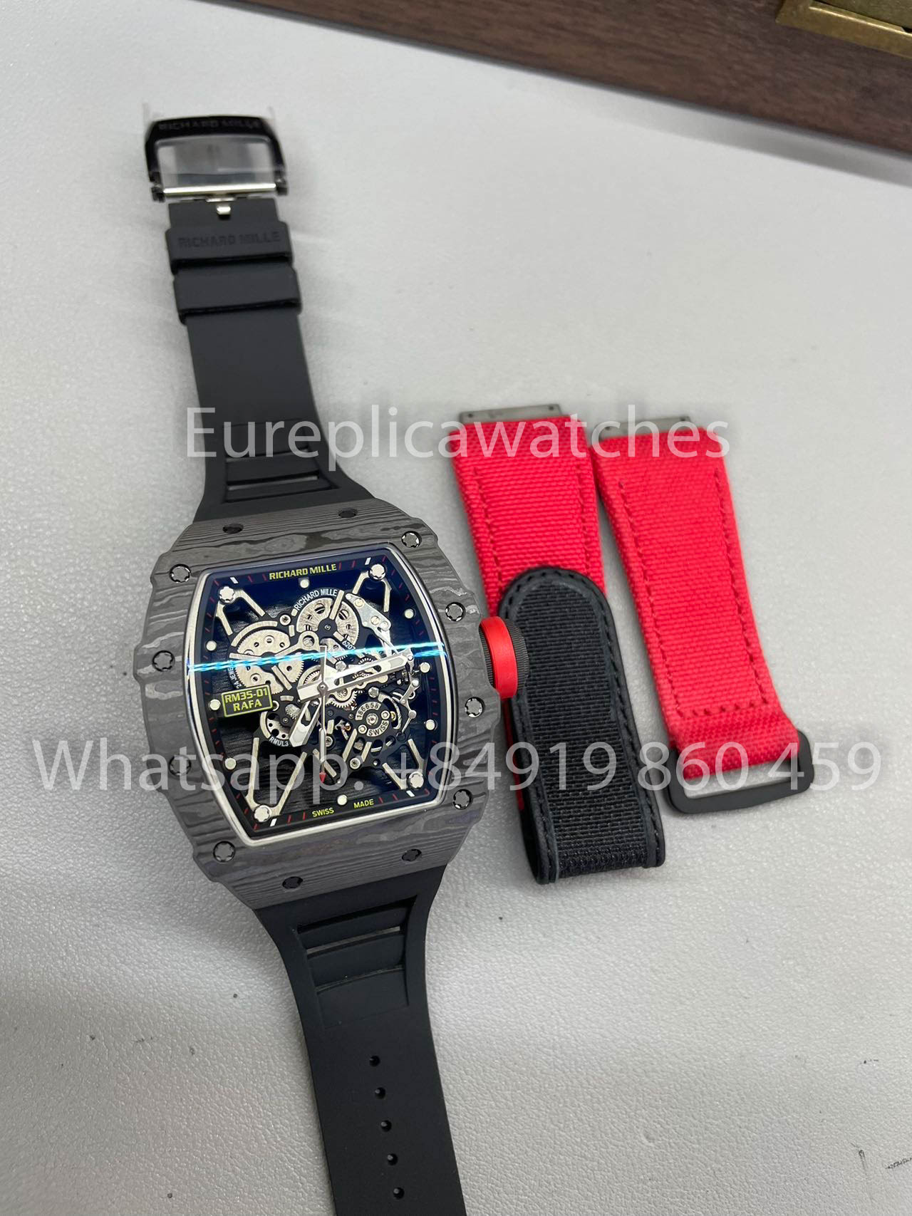 Richard Mille RM35-01 NTPT Carbon Case 1:1 Best Clone BBR Factory V2 Black Rubber Strap