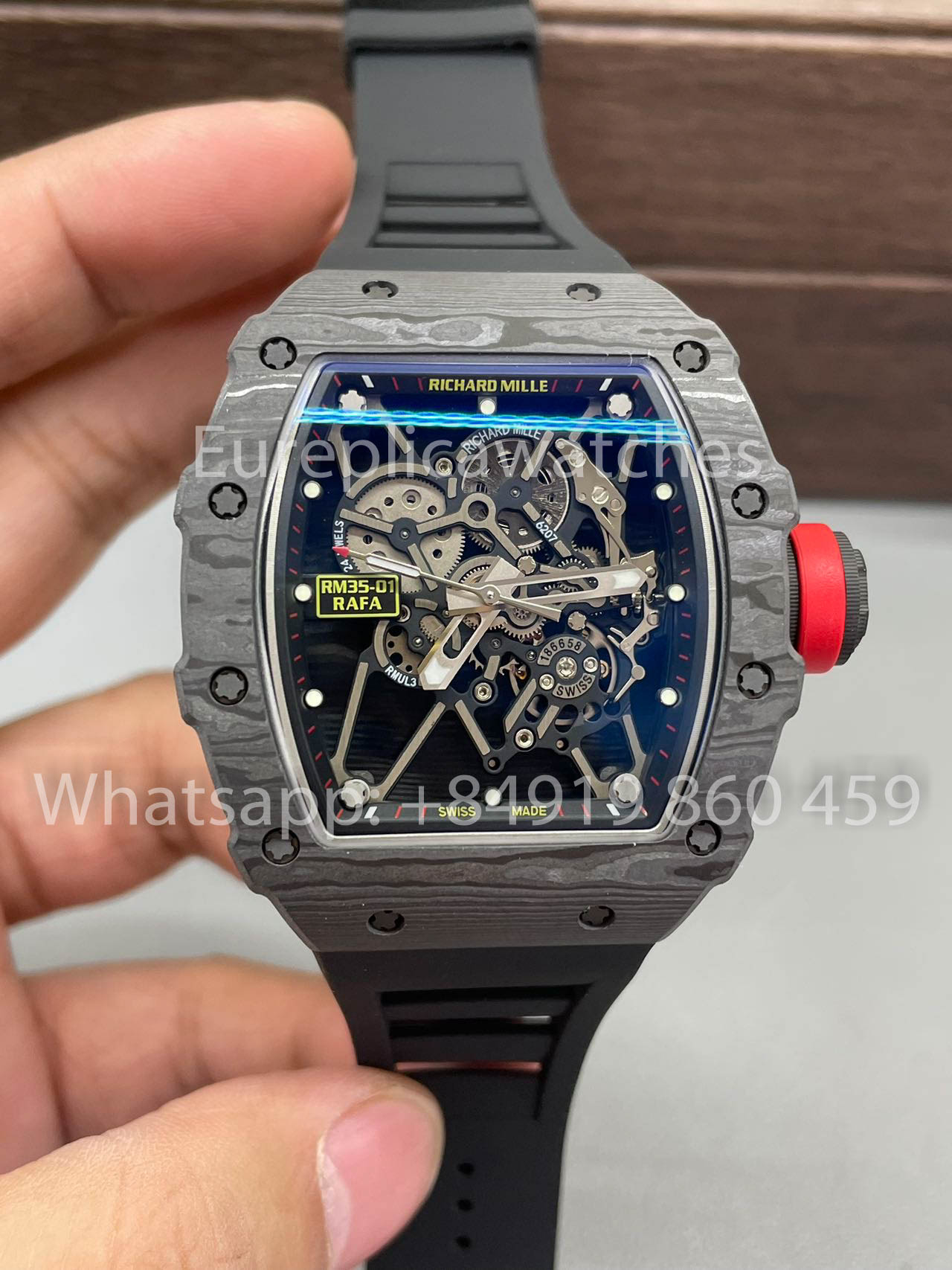 Richard Mille RM35-01 NTPT Carbon Case 1:1 Best Clone BBR Factory V2 Black Rubber Strap