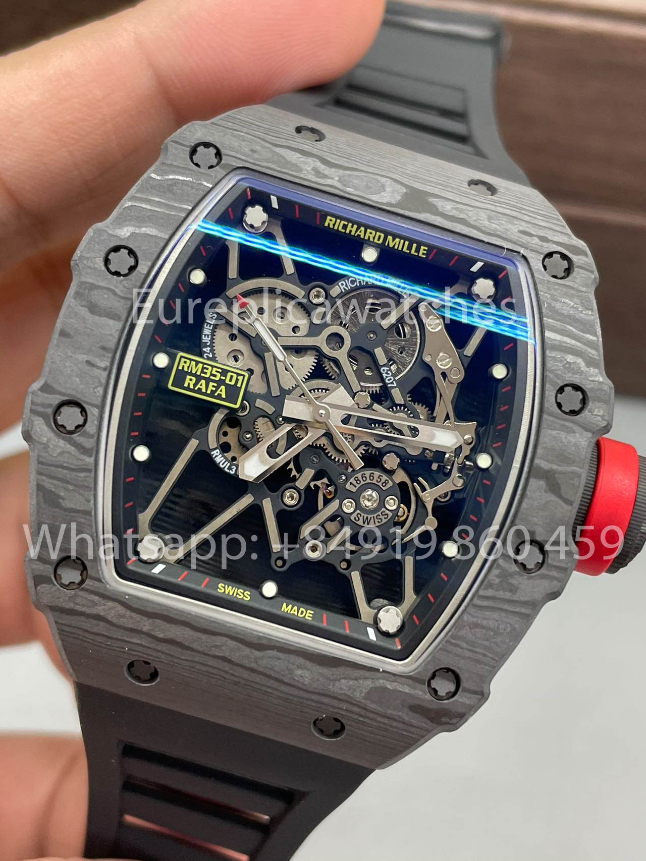 Richard Mille RM35-01 NTPT Carbon Case 1:1 Best Clone BBR Factory V2 Black Rubber Strap