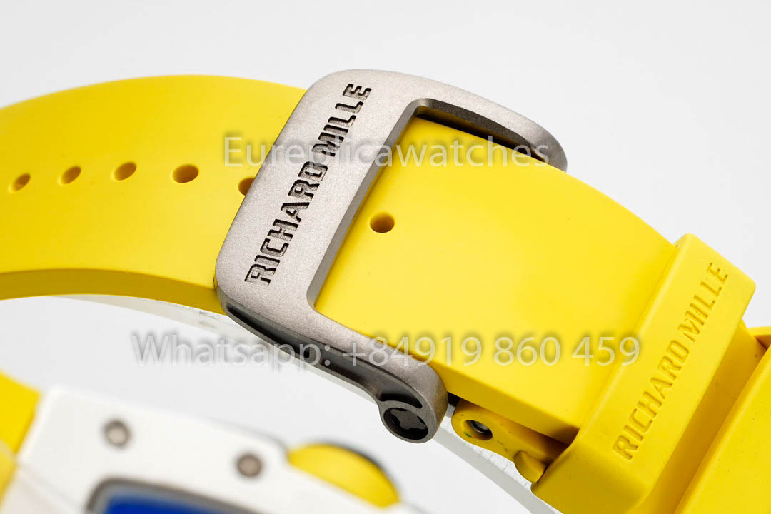 Richard Mille RM061 TZP-N Cerámica blanca 1:1 Mejor clon ZF Factory Correa amarilla