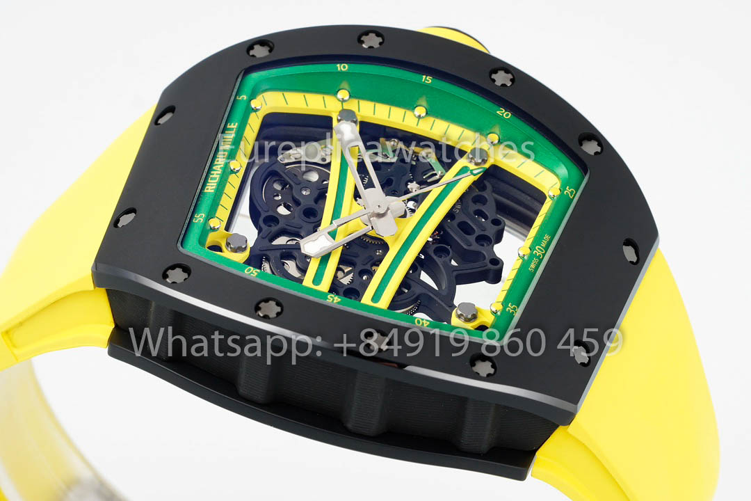 Richard Mille RM061 TZP-N Cerámica negra 1:1 Mejor clon ZF Factory Correa amarilla