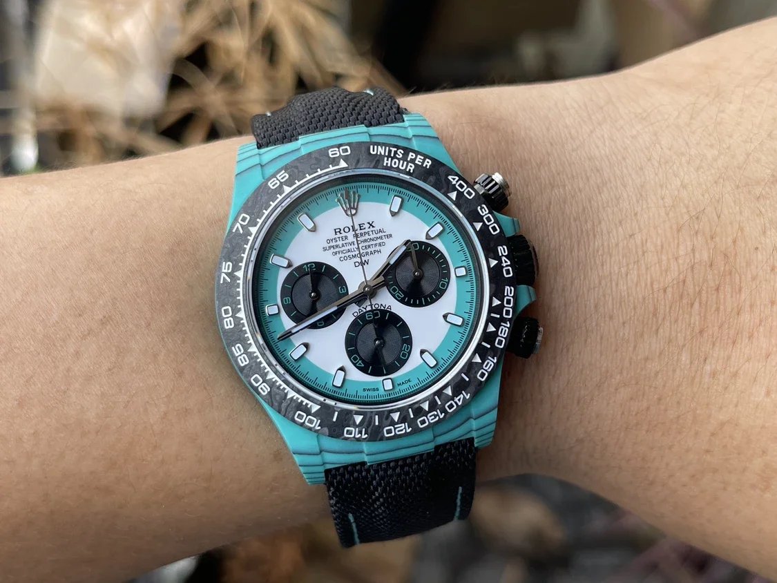 Serie Rolex Cosmograph Daytona con caja de fibra de carbono azul【Movimiento 4130 Versión modificada DIW】