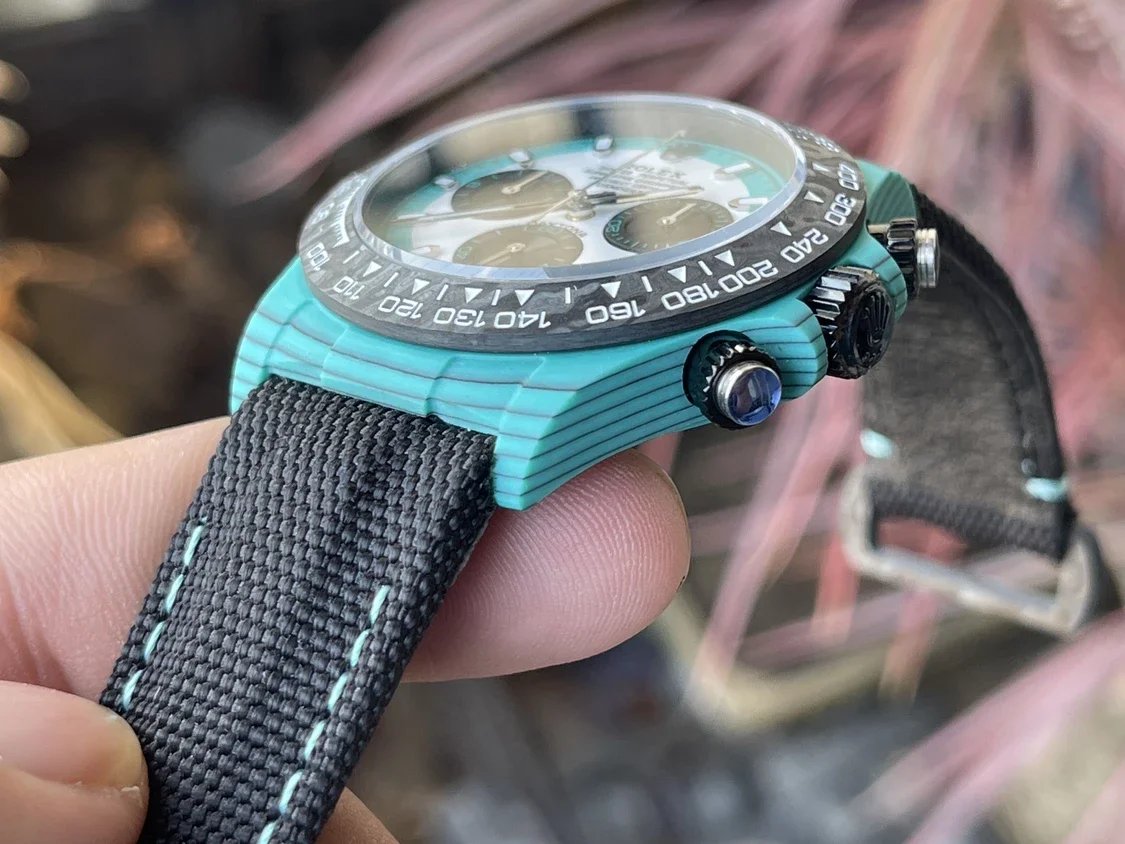 Serie Rolex Cosmograph Daytona con caja de fibra de carbono azul【Movimiento 4130 Versión modificada DIW】