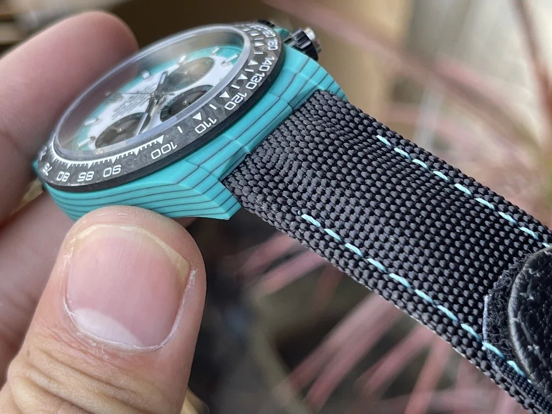 Serie Rolex Cosmograph Daytona con caja de fibra de carbono azul【Movimiento 4130 Versión modificada DIW】