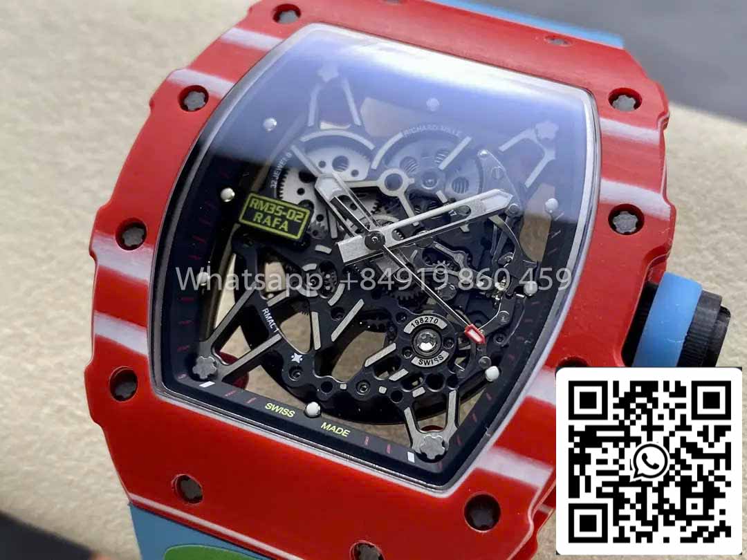 Richard Mille RM035-02 1:1 Mejor clon R7 Factory Caja de carbono roja Correa azul