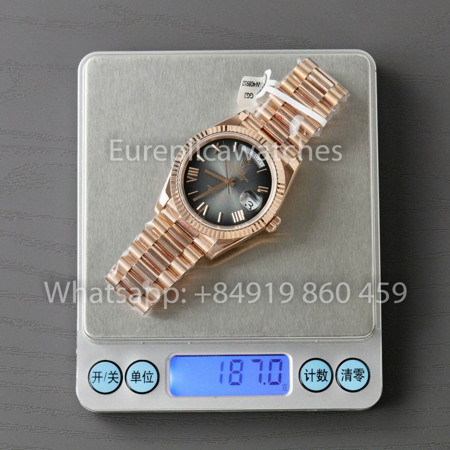 Rolex presenta el nuevo Day-Date 40 mm con esfera pizarra 2024 QF Factory 1:1, el mejor clon personalizado chapado en oro 