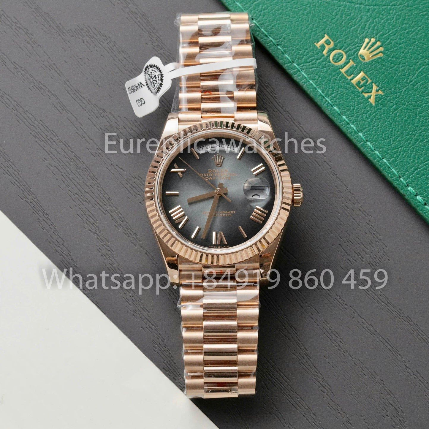 Rolex presenta el nuevo Day-Date 40 mm con esfera pizarra 2024 QF Factory 1:1, el mejor clon personalizado chapado en oro 