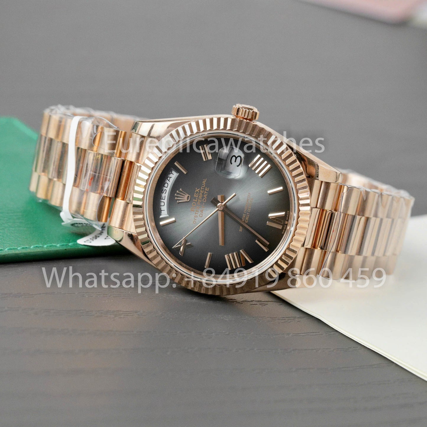 Rolex presenta el nuevo Day-Date 40 mm con esfera pizarra 2024 QF Factory 1:1, el mejor clon personalizado chapado en oro 