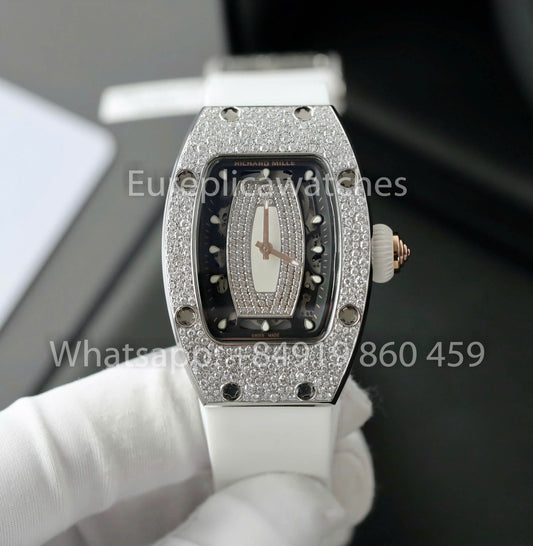 Richard Mille RM 07-01 1:1 Best Clone RM factory Custom Moissanite Stone White Strap